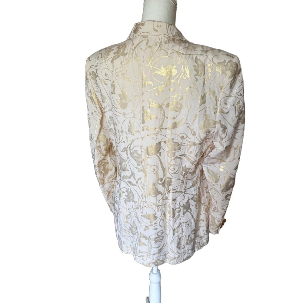 Escada Womens Cream Gold Brocade Blazer Double Breasted Size 40 (oversized) - Picture 4 of 8